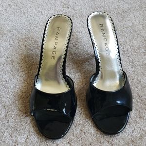 BLACK  3 inch open toe heels